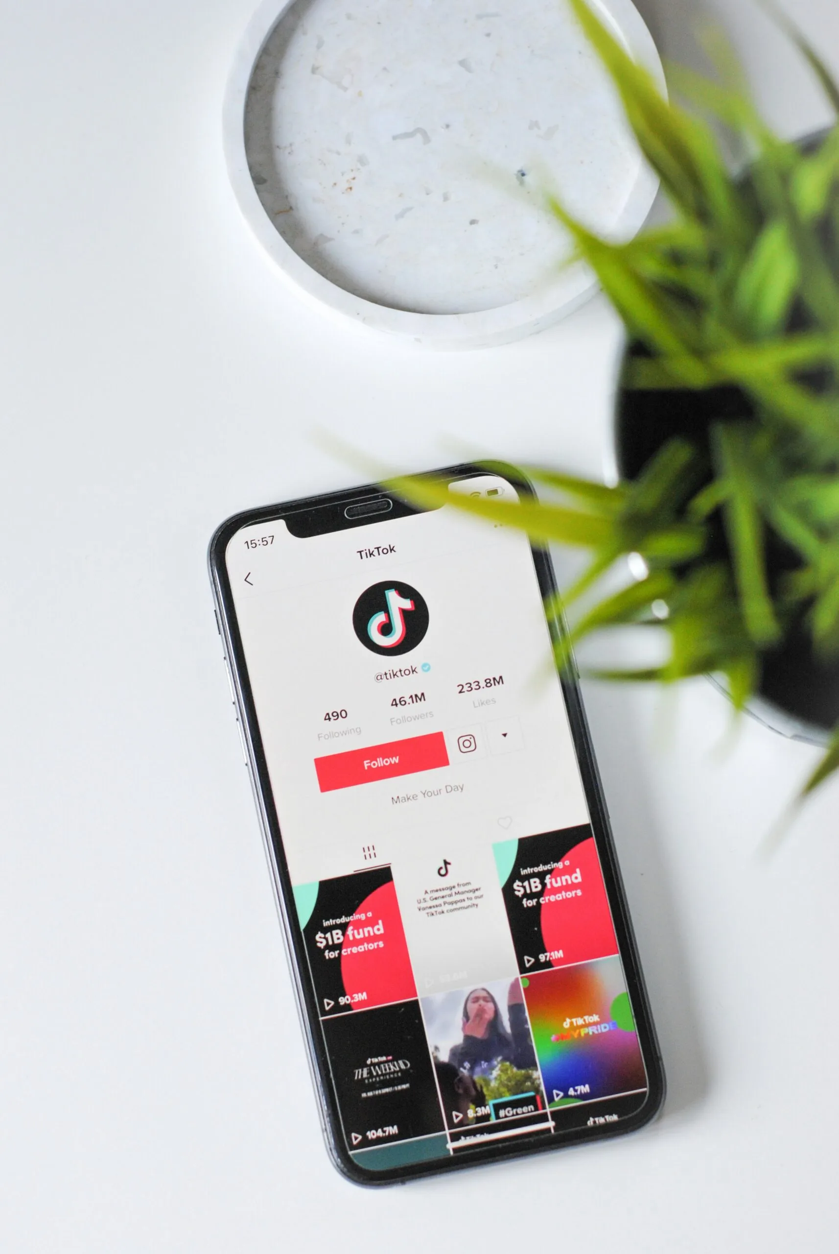 banner of phone that displays tiktok account